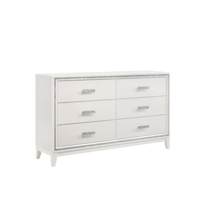 Homeroots 63" White Solid and Manufactured Wood Six Drawer Double Dresser 490485