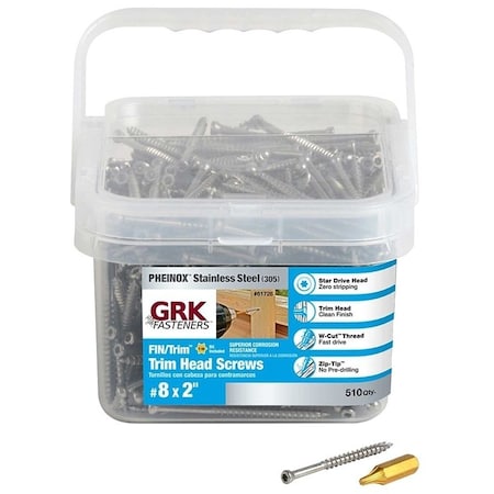 Grk Fasteners Deck Screw, #8 x 2 in, 18-8 Stainless Steel, Torx Drive 61728