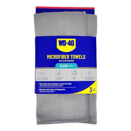 Wd-40 Glass Microfiber Towel - Silver Color, 3PK L40162
