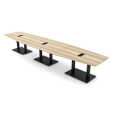 Skutchi Designs Hexagon Conference Table With Power, 48 in W, 216 in L, Brown HAR-HEX.IR-48X216-DOU.BK-K525-EBLK