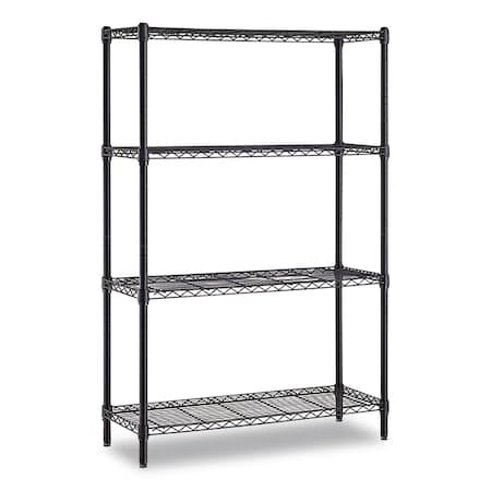 Whalen Four-Shelf Wire Shelving Unit, 36w x 14d x 54h, Black WS143654-4B