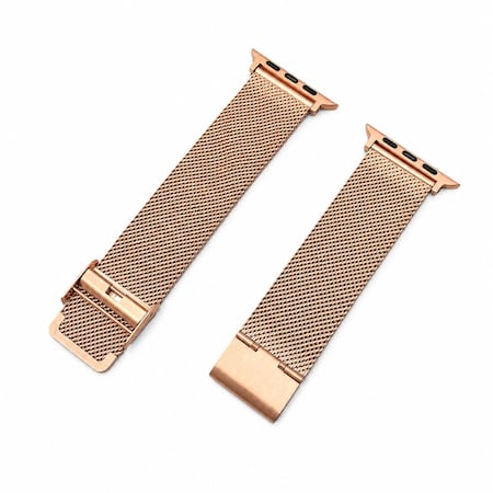 Elegani Mesh Stainless Steel Replacement Band Compatible with Apple Watch 44mm, Rose Gold SBMSD-RGD-44mm