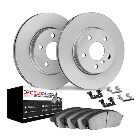 Dynamic Friction Co DFC GEOMET Rotors with EURO 5000 Ceramic Brake Pads includes Hardware 9612-27021