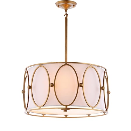 Jonathan Y Violetta 3-Light 19" Metal LED Pendant, Gold/White JYL9008A