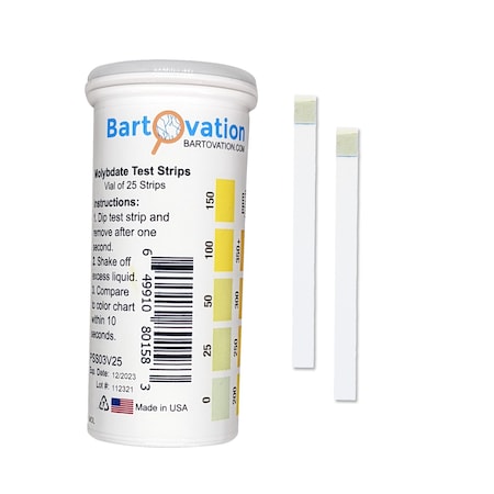 Bartovation Molybdate Test Strip 0-350+ ppm [Vial of 25 Strips] PSS03V25