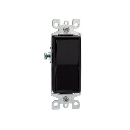 Leviton Decora Rocker 3-Way AC Quiet Switch, 15 Amp, 120/277 Volt, Black 5603-2E