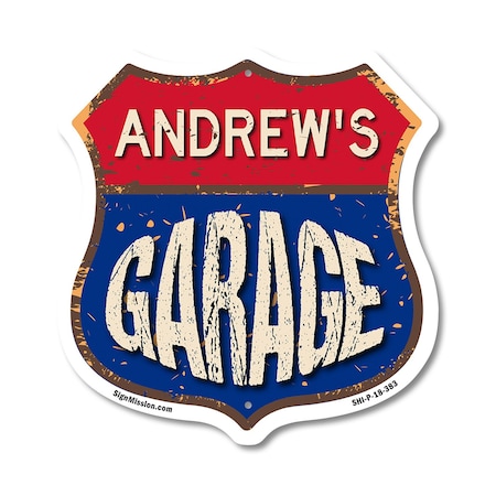 Signmission Andrew's Garage, 18 Inch X 18 Inch, Plastic Sign SHI-P-18-383-ANDREW
