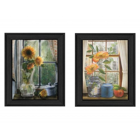 Homeroots Set Of Two Flowers 1 Black Framed Print Wall Art, 2PK 405655