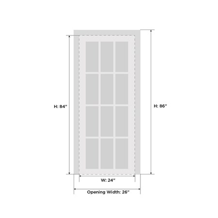 Sartodoors Solid French Door Frosted Glass White 24x84 Solid Core Modern Interior QUADRO4266ID-WS-2484