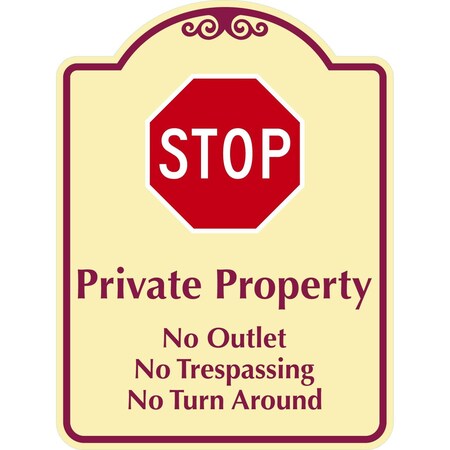 Lyle Private Property No Outlet No Trespassing No Turn, 12x18, Engineer Grade, Tan G-2448-EG_12x18