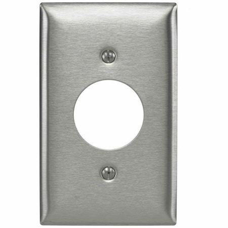 Hubbell Wiring Device-Kellems Single Receptacle Wall Plates and Box Cover, Number of Gangs: 1 Stainless Steel, Brushed Finish SS7