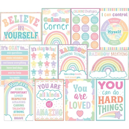 Teacher Created Resources Pastel Pop Calming Strategies Small Posters, 12-Piece Set 8439