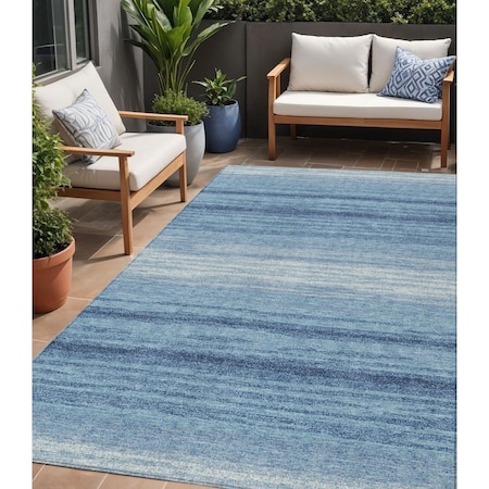 Homeroots 5' X 8' Blue And Ivory Abstract Washable Indoor Outdoor Area Rug 599941