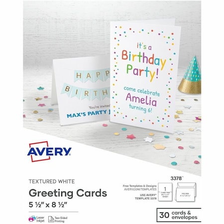 Avery Printable Half-Fold Greeting Cards, PK30 3378