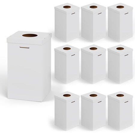 Regal Altair 40 Gallon White Corrugated Cardboard Trash Container with Round-Opening Lid and Trash Bag Liner ZR-TC-2000+LD-2000