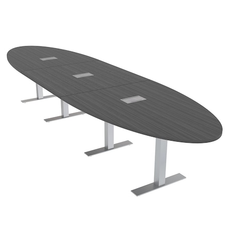 Skutchi Designs 16ft Oval Conference Table With Power | Harmony Series | 14 Person Meeting Room Table HAR-OVL-48X192-T-WA7949-ESIL