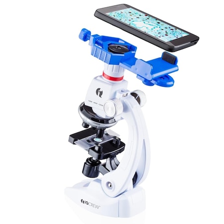 Amscope IQcrew By Kids Compound Microscope 100x-1200x Magnification w/Smartphone Adapter and Accessory Kit M29-KT1-SP