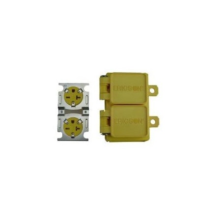 Ericson Straight Blade Receptacle, 6-20R, 20 A, 250V AC, 2 Pole, 3 Wire 1616-PWDX