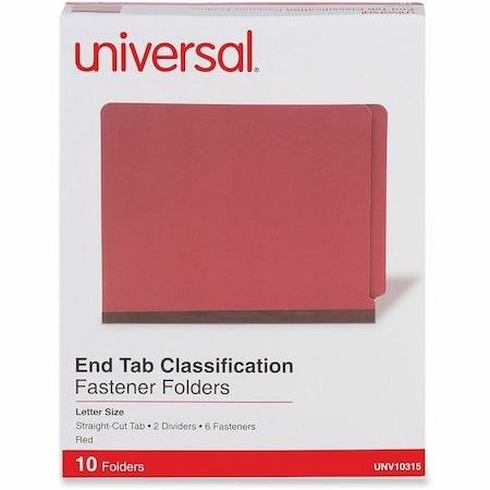 Universal Universal Pressboard End Tab Classification Folders, Letter, Six-Section, Red, 10/Box UNV10315***