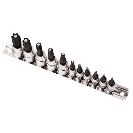 Performance Tool 11 pc. Magnetic Star Bit Socket Set, T10-T60 Sockets, S2 Steel Bits, Case W38801