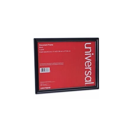 Universal All Purpose Document Frame, 8 1/2 x 11 Insert, Black, 3PK UNV76848