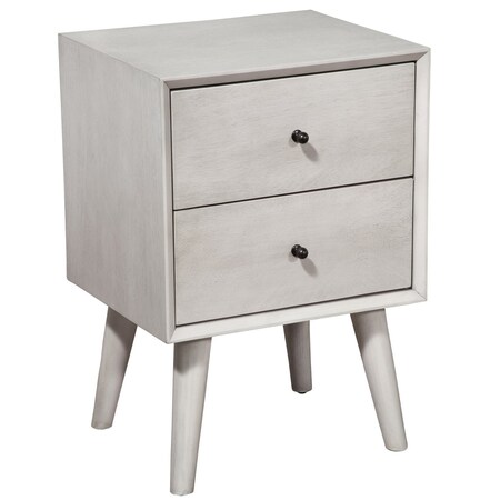 Homeroots Gray Century Modern Wood 2 Drawer Nightstand 399264