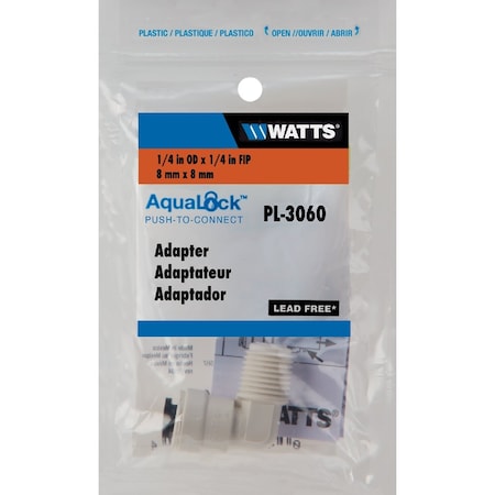 Watts Aqualock 1/4'' OD x 1/4'' FNPT Push-to-Connect Plastic Adapter PL-3060