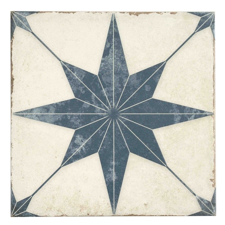 Faenza 8x8 White Navy Porcelain Square Motif Wall and Floor Tile (6.46 sq ft/case), 15PK