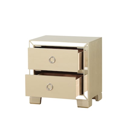 Homeroots 15" X 22" X 23" Champagne Wood Mirror Veneer Nightstand 347149