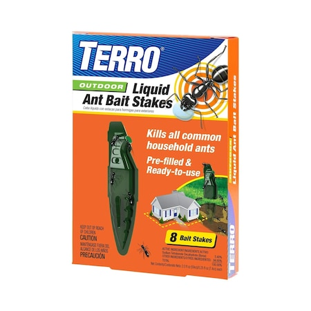 Terro Ant Bait Stake, Liquid, Sweet, 2 fl-oz Pack Green, 8PK T1812