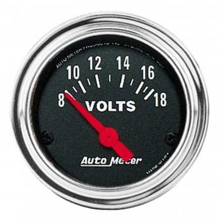Auto Meter 2592 Traditional Chrome 2.06 in. Voltmeter Gauge - 0-16V ATM2592