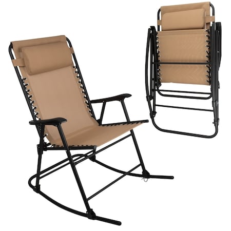 Lavish Home Folding Outdoor Rocking Chair Zero Gravity Chair Adjustable Pillow Ergonomic Foldable Lounger 80-OUTD-RC-2