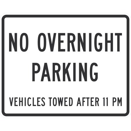 Lyle No Overnight Parking Vehicles Towed After 11 PM, 30x24, Non-Reflective, White G-14870-NA_30x24