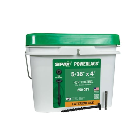 Spax 5/16 in x 4 in Exterior Structural Wood Lag Screws Powerlags Washer Head T-Star Bulk Pail, 250PK 3581820801000