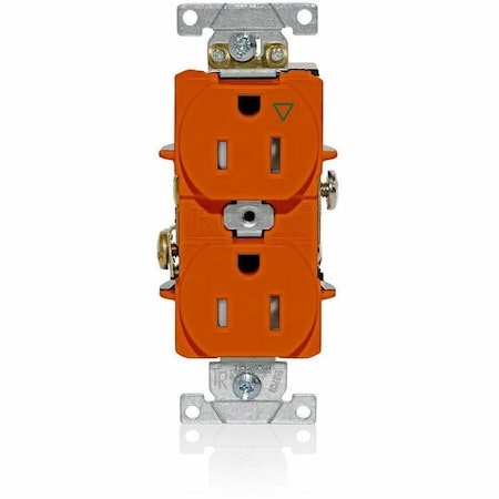 Leviton Duplex Receptacle Outlet, 15A, Orange, 125V T5262-IG