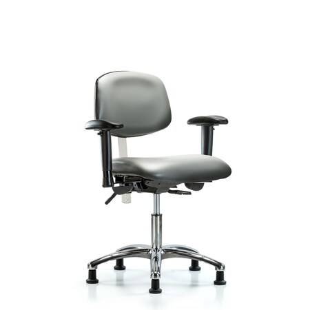 Blue Ridge Ergonomics Vinyl Clean Room Chair, Adjustable Arms BR-NCR-VDHCH-CR-T1-A1-RG-8840