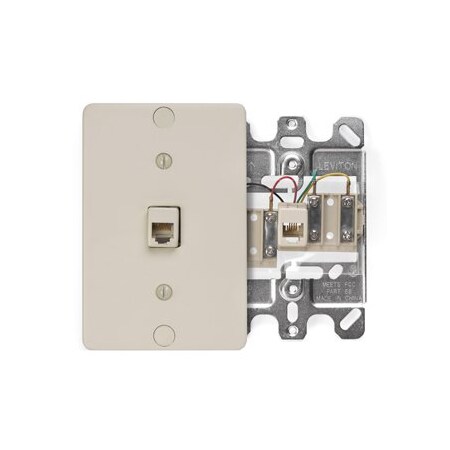 Leviton Telephone Wall Jack, Ivory 40257-I
