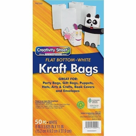 Rainbow Kraft Bag, White, 6in x 3.63in x 11in, PK100, Material: Paper P0072005
