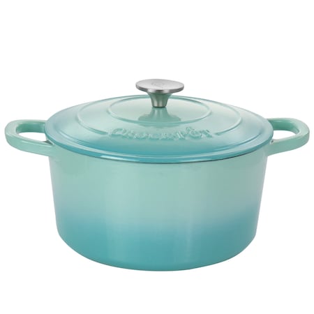 Crock-Pot Artisan 2 Piece 5 Quarts Enameled Cast Iron Dutch Oven in Aqua Blue 124960.02