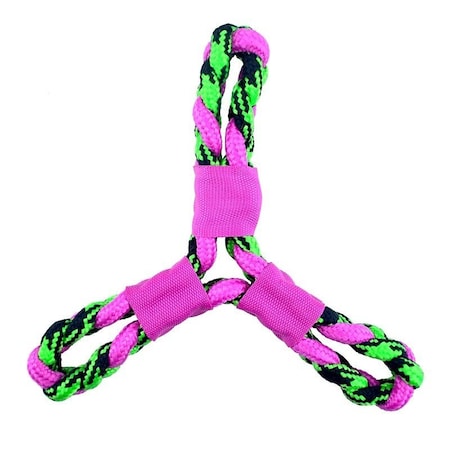 Pet Park Blvd Dog Toy, Paracord Rope Twisted Tri-Flyers, Woven Paracord, Pink US2049 75