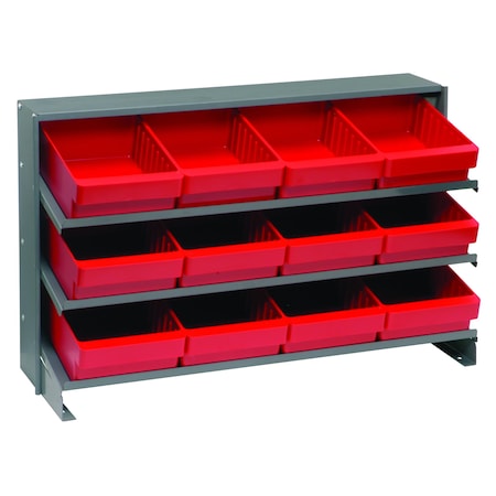 Quantum Storage Systems BENCH PICK RACK W/12 RED BINS QPRHA-701RD