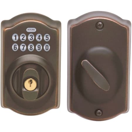 Schlage Aged Bronze Steel Electronic Deadbolt BE365VCAM716