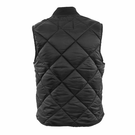 Game Workwear Men's Quilted Vest, Nylon Taffeta, Full Front Zipper, Black, L 1222-V