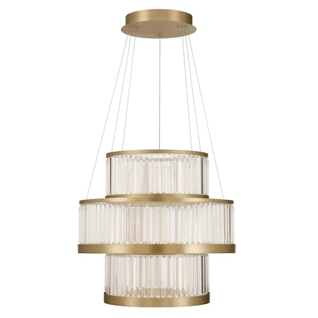 Euf Empra, Chandelier, 3-Light, 35", Gold, Clear Crystal 49351-019