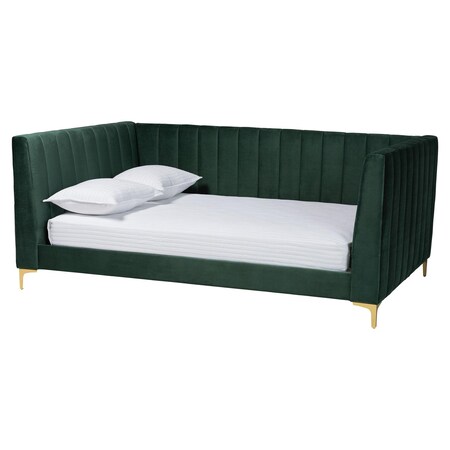 Baxton Studio Oksana Glam and Luxe Emerald Green Velvet and Gold Metal Full Daybed 257-14138-ZORO