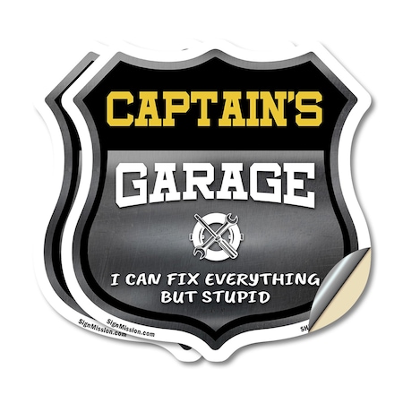 Signmission Captain's Garage I Can Fix Everything But Stupid, 18 inch X 18 inch, Vinyl Decal, 2PK SHI-D-2PACK-18-490-CAPTAIN