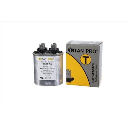 Packard Titan Pro Run Capacitor 7.5 MFD 440/370-Volt Oval TOCF7.5