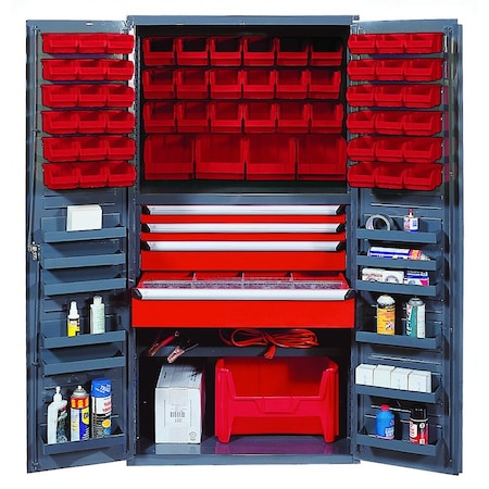 Quantum Storage Systems STORAGE CABINET W/58 RED BINS QSC-3672-4DRD