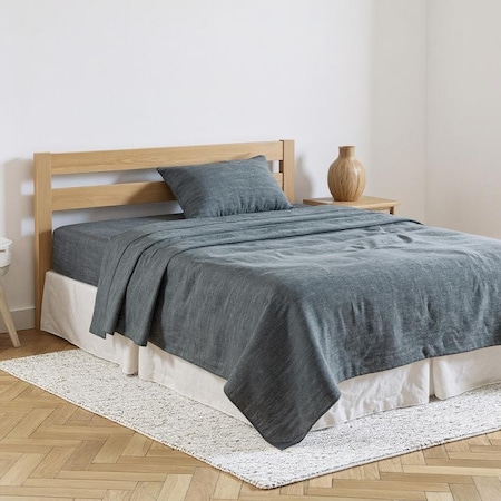 Homeroots Slate Gray Linen Twin Flat Sheet 520747