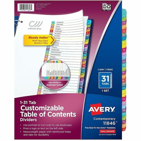 Avery DIVIDERS, 1-31, 31ARCHTABS, 12PK AVE11846